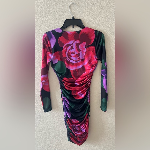 AFRM Women's Phillipa Floral Print Ruched Long Sleeve Bodycon Dress Size Small - Picture 5 of 8